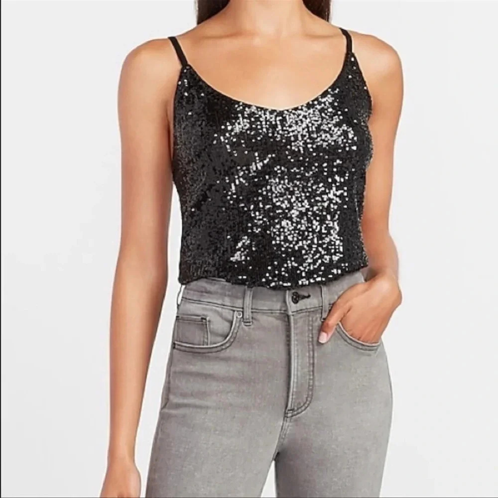 Express Sequin Cami‎ in gunmetal